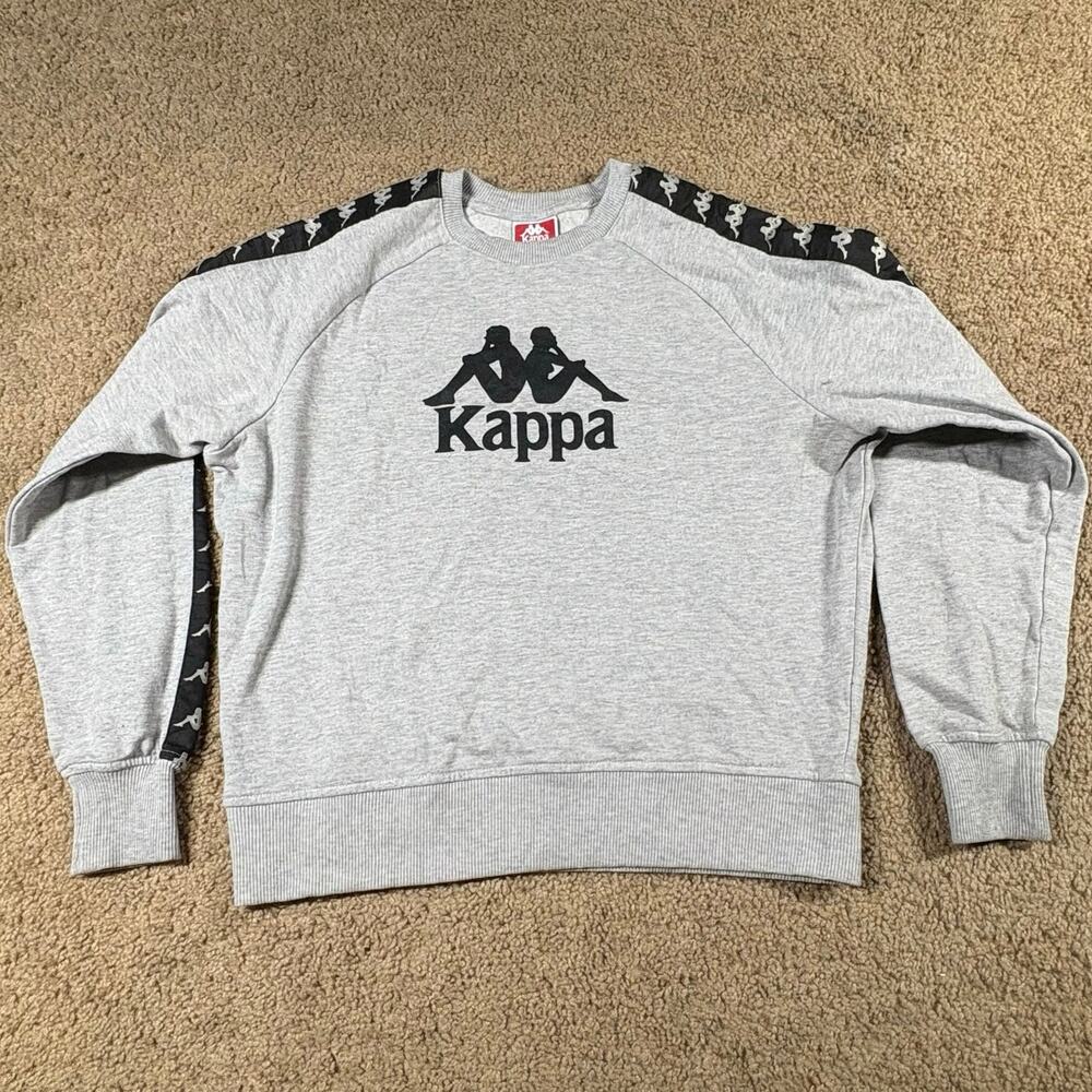 Kappa Authentic Logo Tape Sweatshirt Mens Size XS Gray Athletic Streetwear